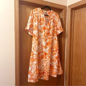 Chico's Orange Rolled Sleeve Sundress